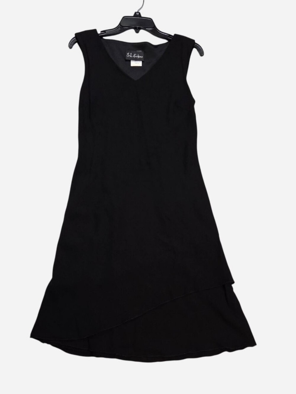 Black Asymmetrical Sleeveless V-Neck Dress